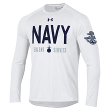 Load image into Gallery viewer, Navy Under Armour 2023 Rivalry Silent Service Tech Long Sleeve T-Shirt (White)