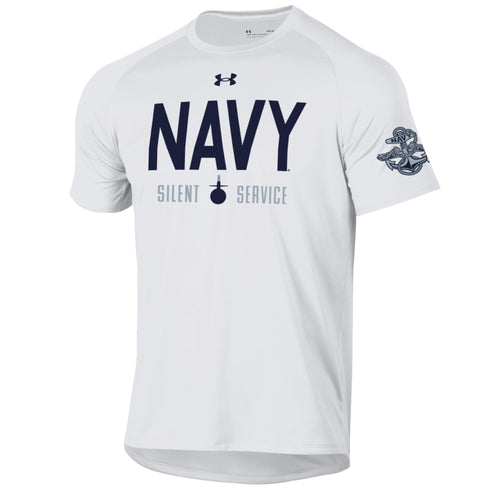 Navy Under Armour Rivalry Silent Service Tech T-Shirt (White)