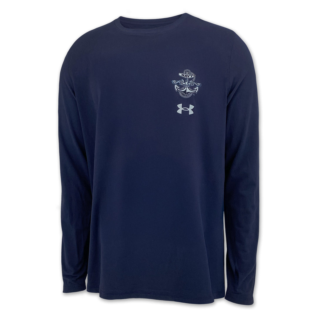 Navy Under Armour Anchor Silent Service Spine Long Sleeve T-Shirt (Navy)