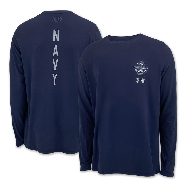 Navy Under Armour Anchor Silent Service Spine Long Sleeve T-Shirt (Navy)