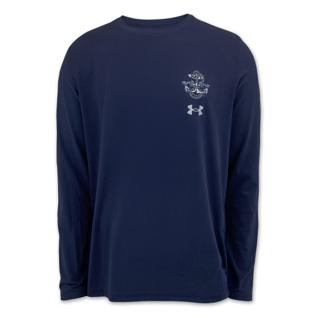 Navy Under Armour Anchor Silent Service Spine Long Sleeve T-Shirt (Navy)