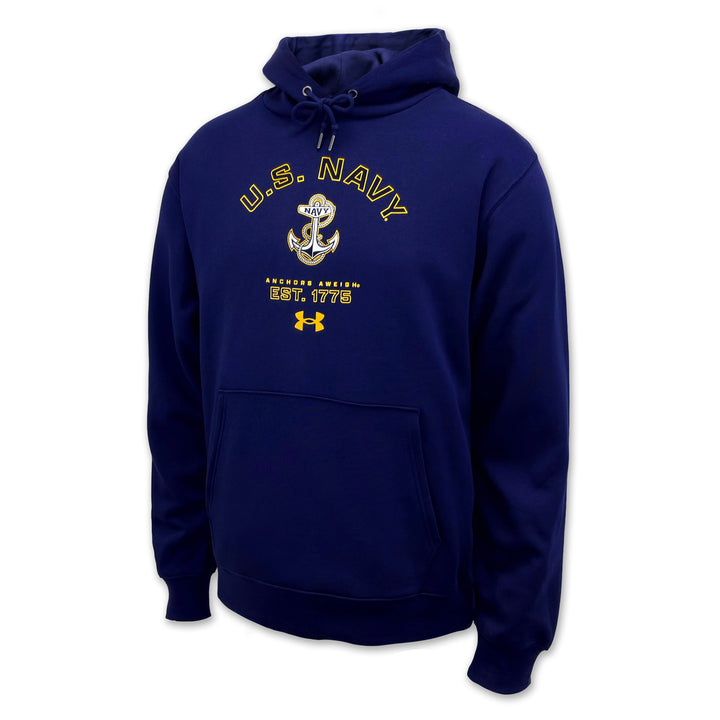 Navy Under Armour Anchors Aweigh Rival Fleece Hood (Navy)