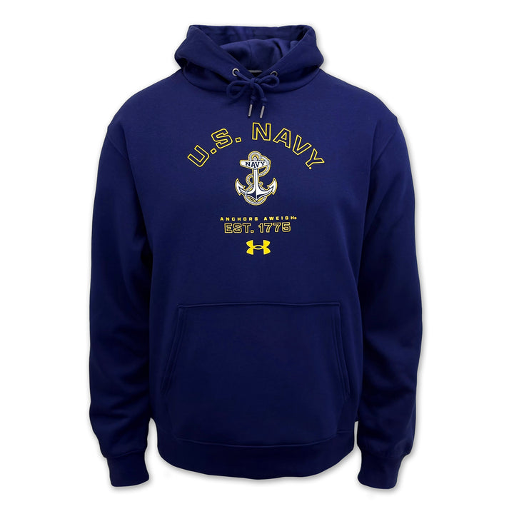 Navy Under Armour Anchors Aweigh Rival Fleece Hood (Navy)