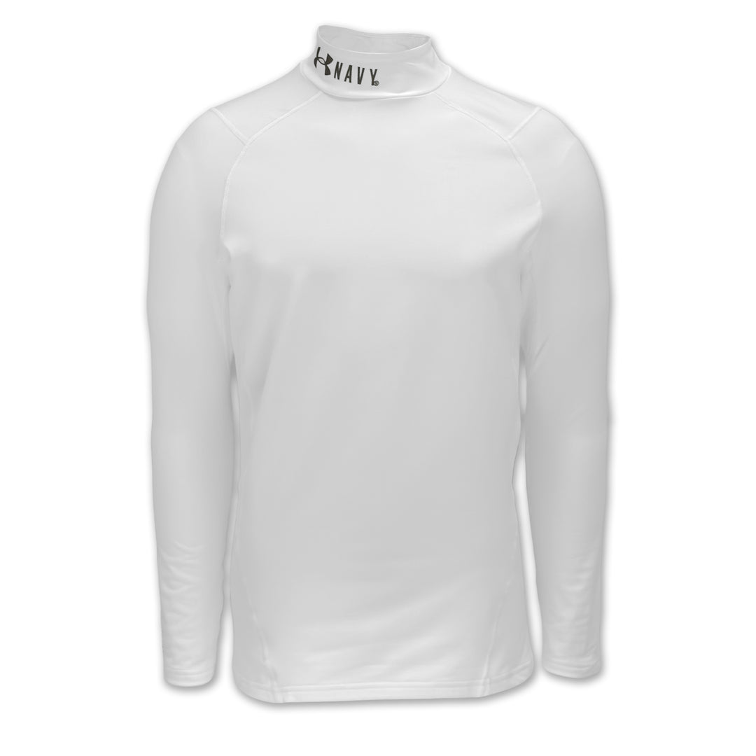 Navy Under Armour ColdGear Fitted Mock (White)