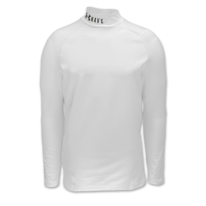 Navy Under Armour ColdGear Fitted Mock (White)