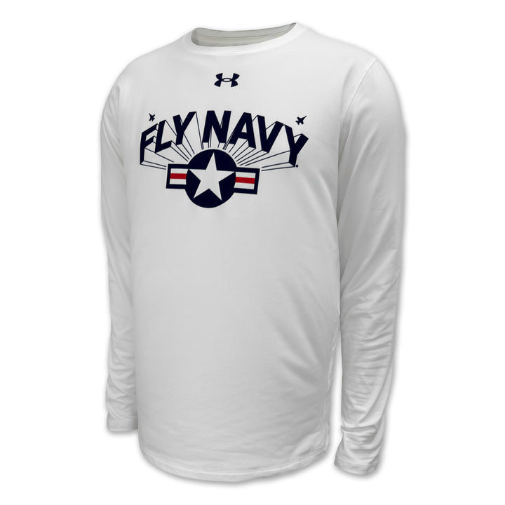 Navy Under Armour Fly Navy Tech Long Sleeve T-Shirt (White)