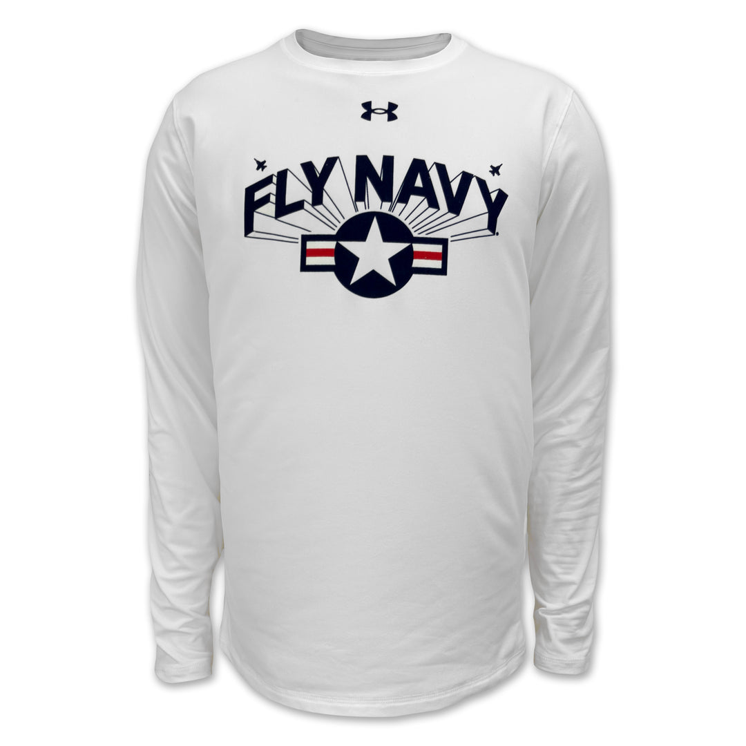 Navy Under Armour Fly Navy Tech Long Sleeve T-Shirt (White)
