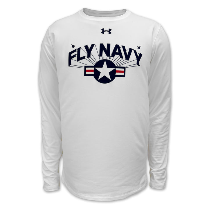 Navy Under Armour Fly Navy Tech Long Sleeve T-Shirt (White)