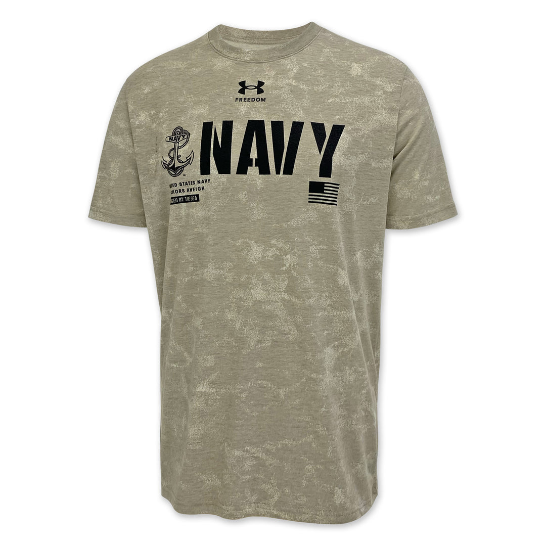 Navy Under Armour Freedom Performance Cotton Washed T-Shirt (Tan)