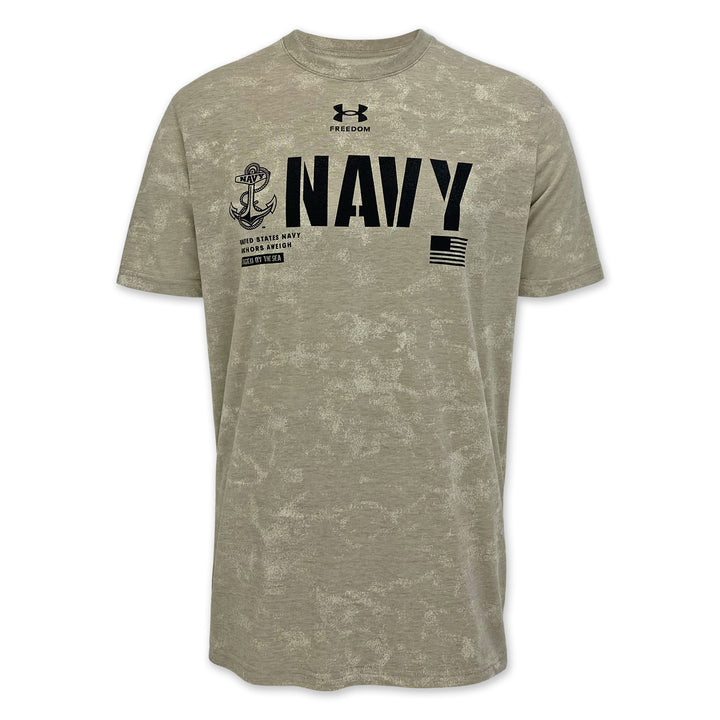 Navy Under Armour Freedom Performance Cotton Washed T-Shirt (Tan)