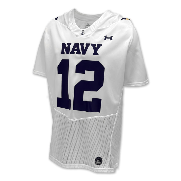 Navy Under Armour Sideline Replica Football Jersey #12 (White)