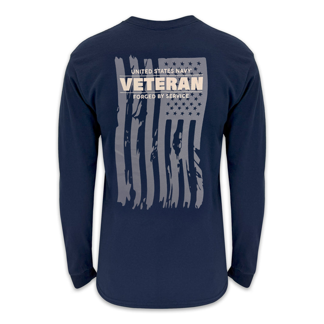 Navy Veteran Flag Long Sleeve T-Shirt (Navy)