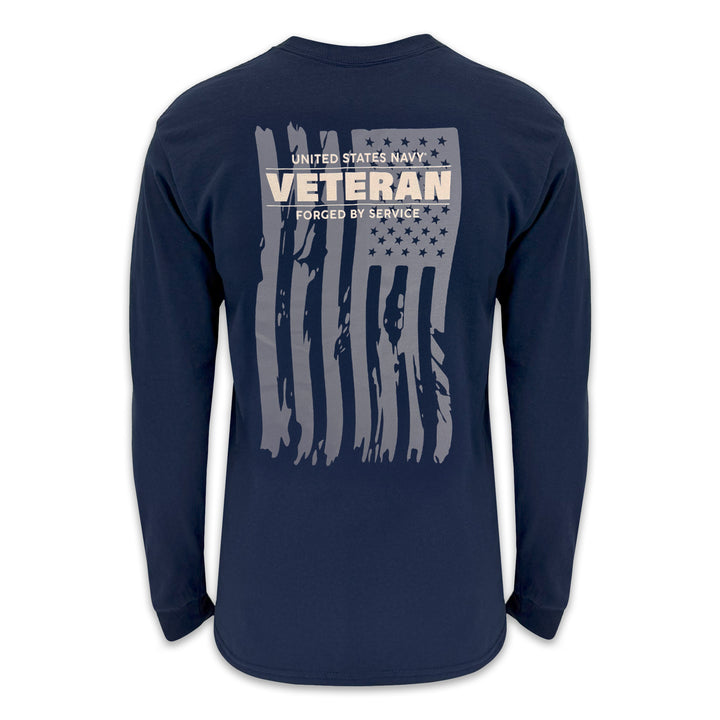 Navy Veteran Flag Long Sleeve T-Shirt (Navy)