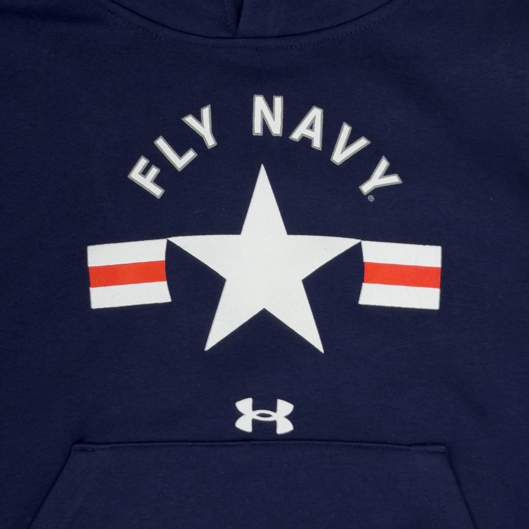 Navy Youth Under Armour Fly Navy Icon Fleece Hood (Navy)