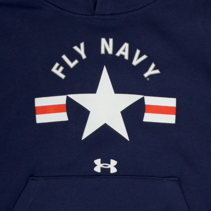 Navy Youth Under Armour Fly Navy Icon Fleece Hood (Navy)