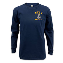 Load image into Gallery viewer, Navy Youth Anchor Baseball Long Sleeve T-Shirt