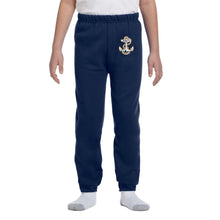 Load image into Gallery viewer, Navy Anchor Youth Sweatpants