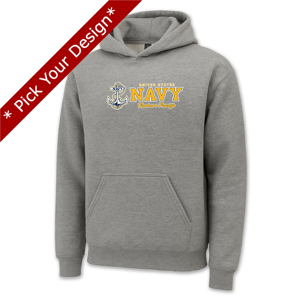 Pick Your Design Navy Hooded Sweatshirt (Grey)