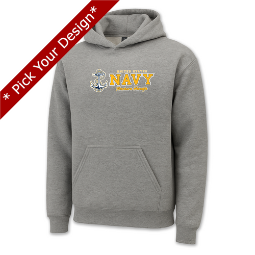 Pick Your Design Navy Hooded Sweatshirt (Grey)