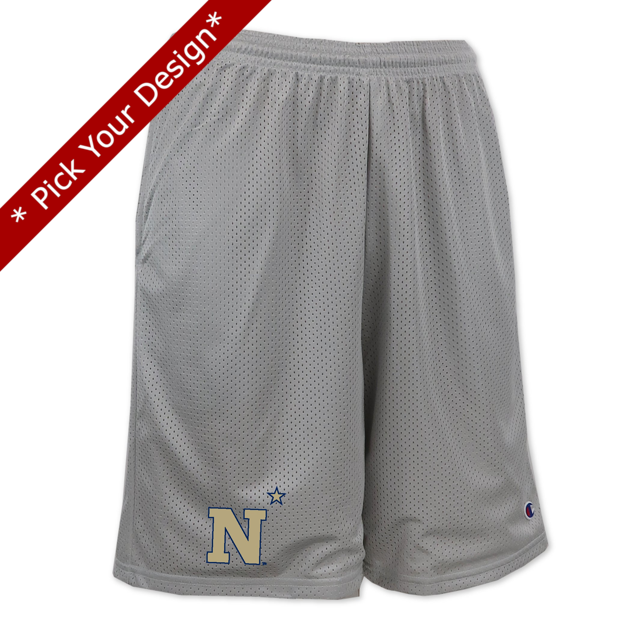 Pick Your Design Navy Mesh Shorts (Grey)