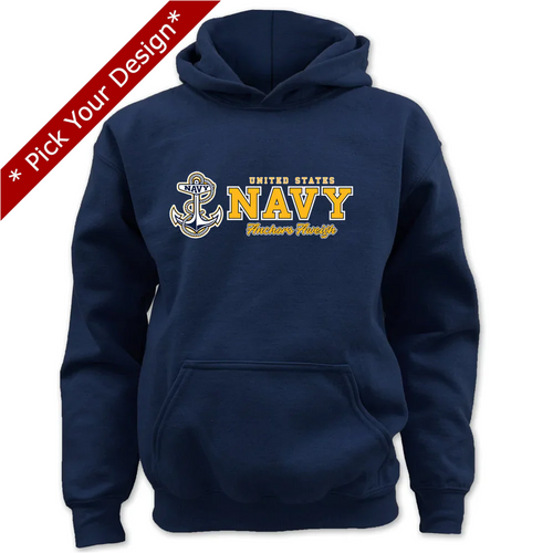 Pick Your Design Navy Youth Hooded Sweatshirt (Navy)