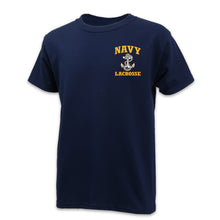 Load image into Gallery viewer, Navy Youth Anchor Lacrosse T-Shirt