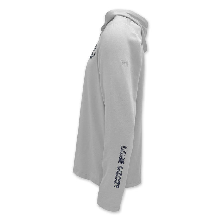 Navy Under Armour Hooded Long Sleeve Zip Tee (Grey)