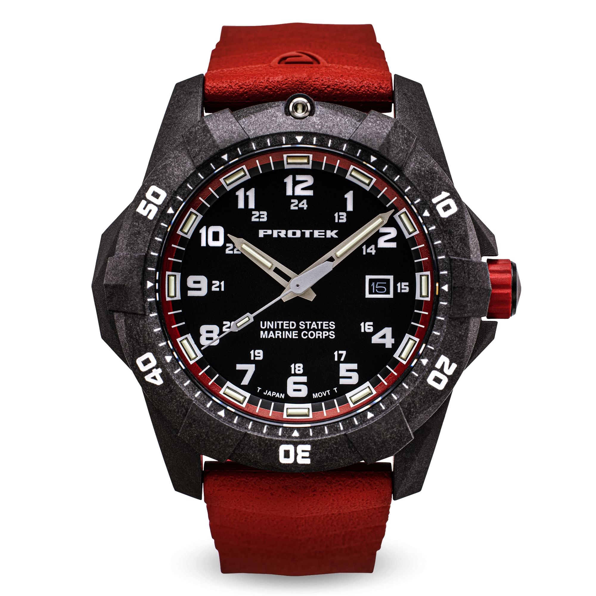 ProTek USMC Carbon Composite Dive Watch - Carbon/Black/Red (Red Band)