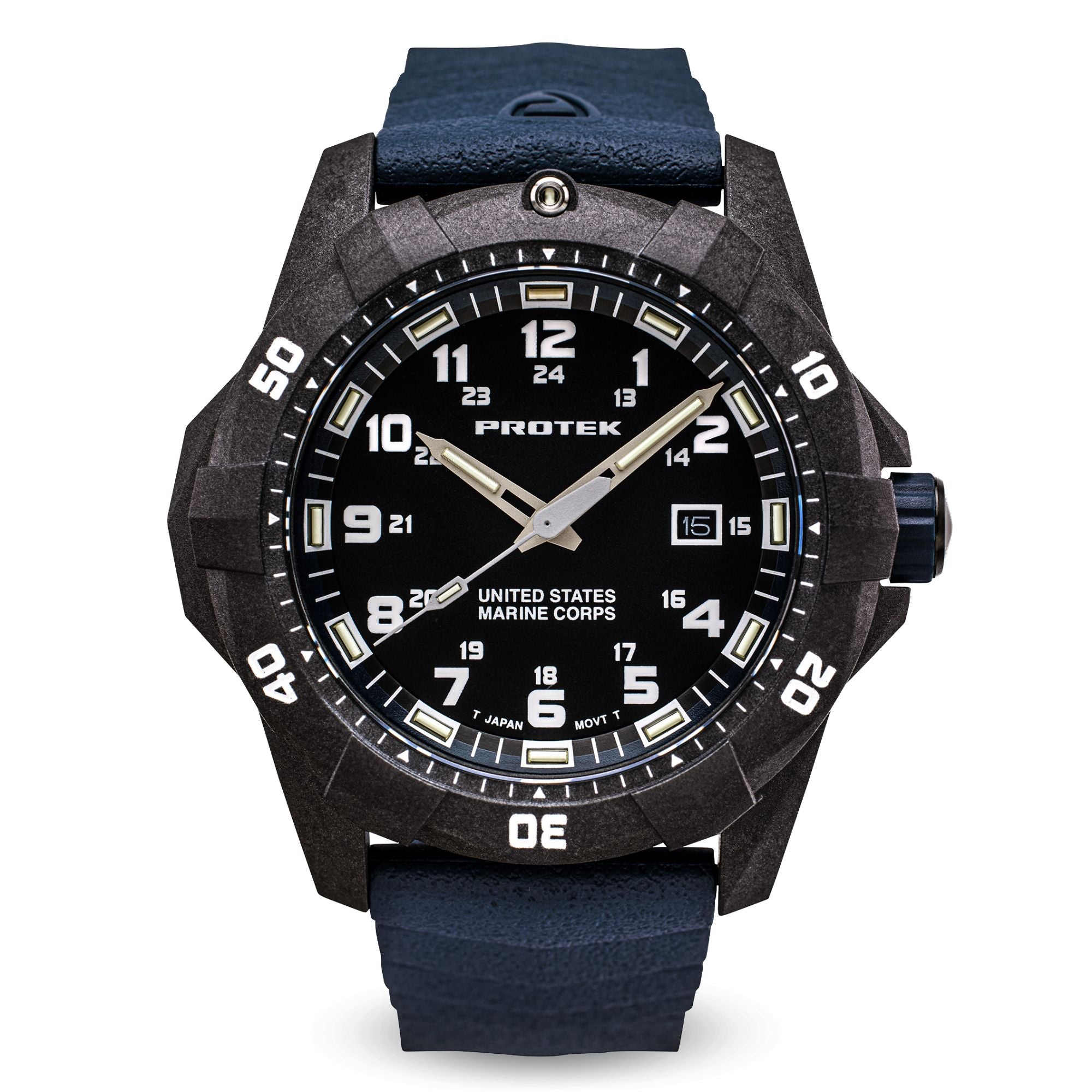 ProTek USMC Carbon Composite Dive Watch - Carbon/Black/Blue (Blue Band)