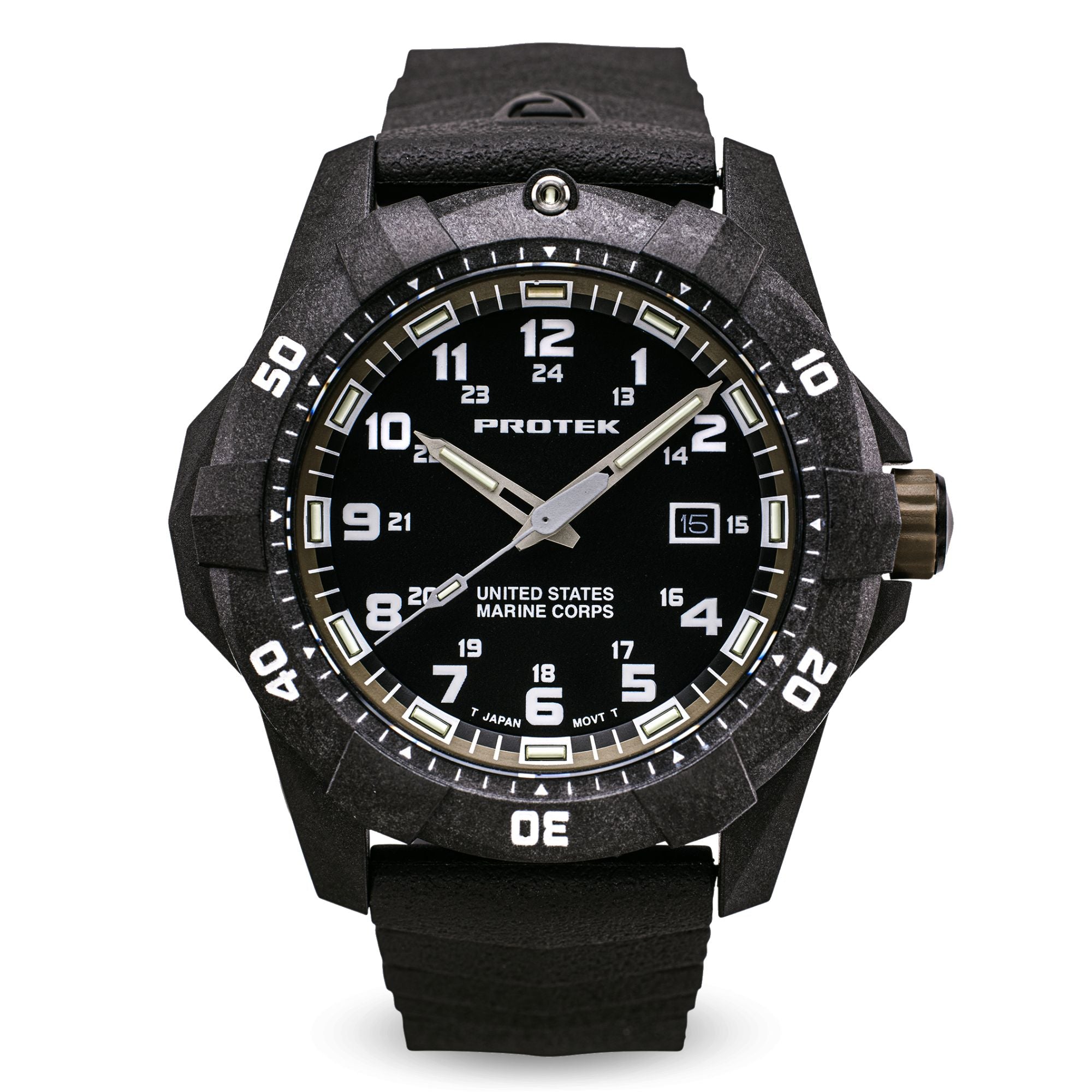 ProTek USMC Carbon Composite Dive Watch - Carbon/Black/Sand (Black Band)
