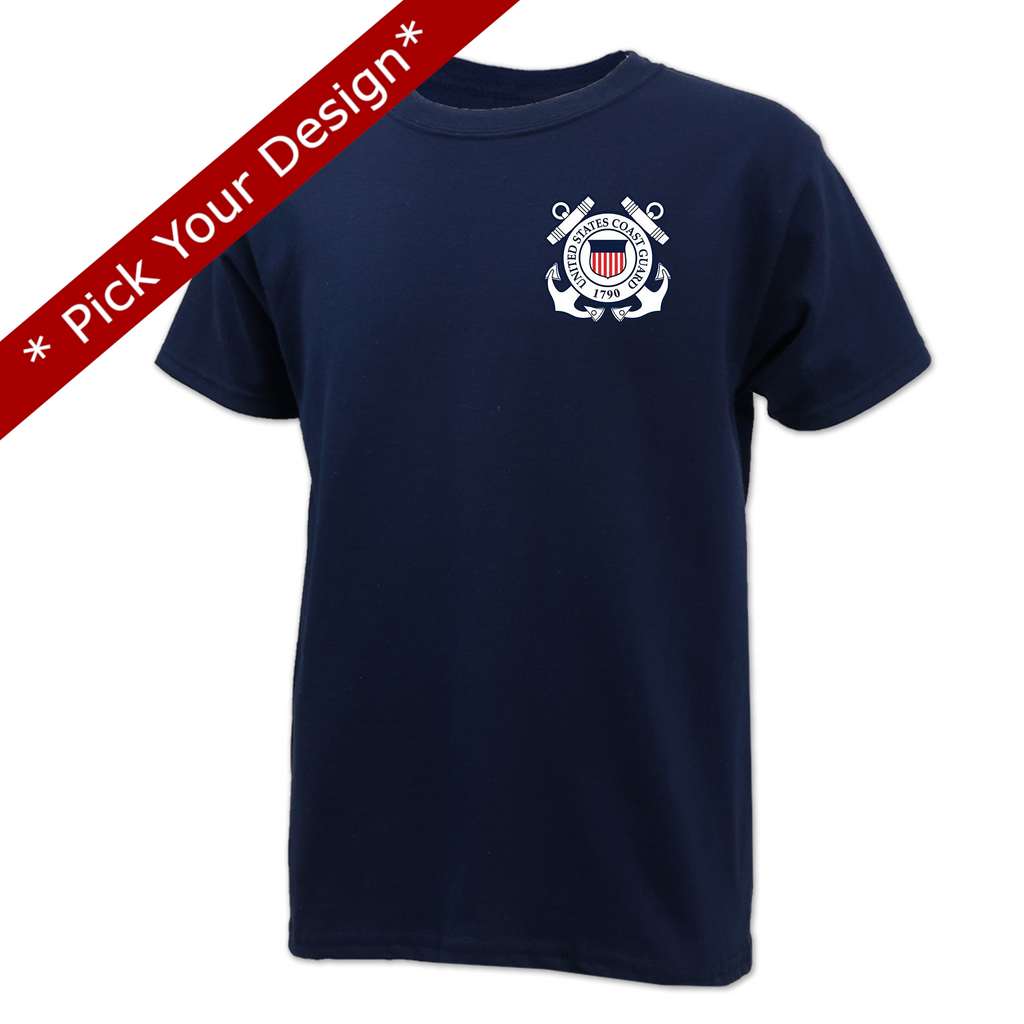 Pick Your Design Coast Guard Youth T-Shirt (Navy)