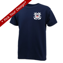 Load image into Gallery viewer, Pick Your Design Coast Guard Youth T-Shirt (Navy)