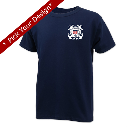 Pick Your Design Coast Guard Youth T-Shirt (Navy)