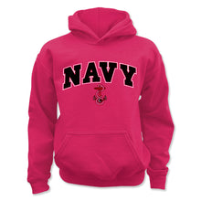 Load image into Gallery viewer, Navy Youth Arch Anchor Hood (Pink)