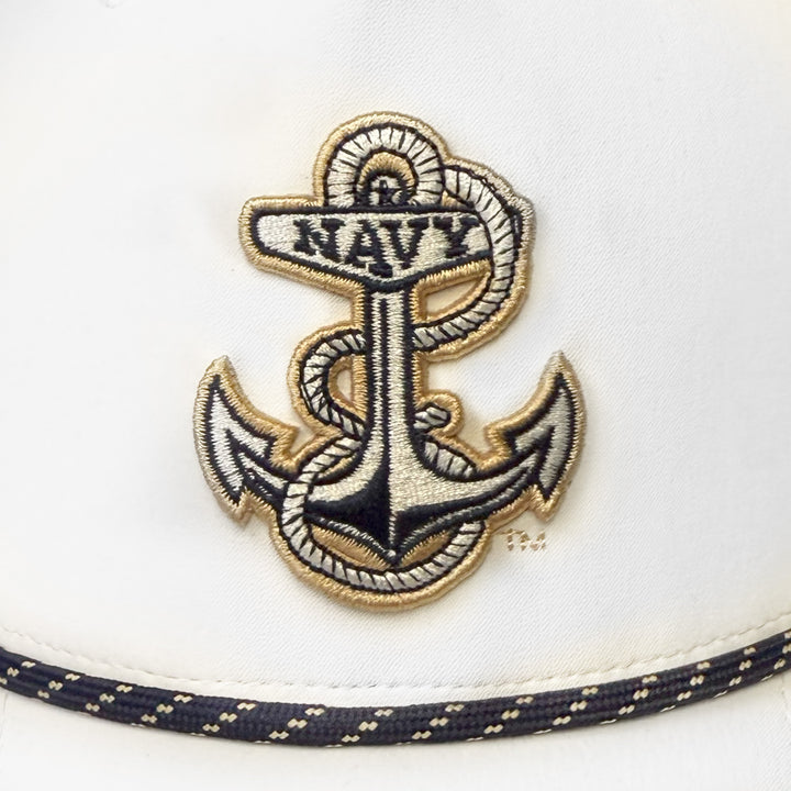 Navy Under Armour Sideline Drive 5 Panel Rope Hat (White)