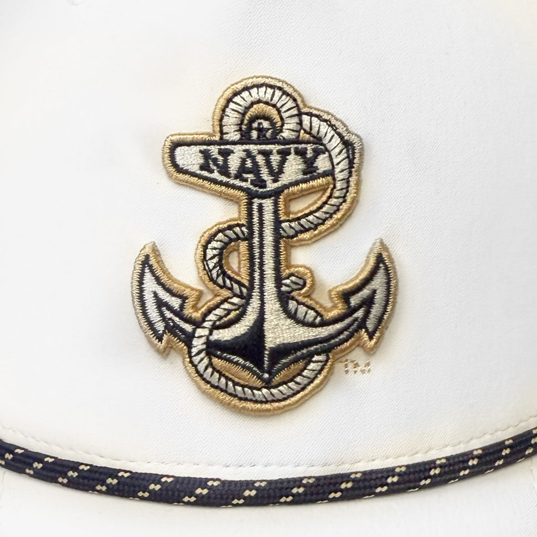 Navy Under Armour Sideline Drive 5 Panel Rope Hat (White)