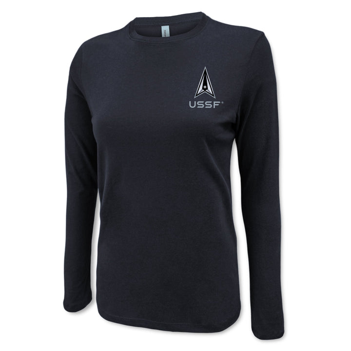 Pick Your Design Space Force Ladies Long Sleeve T-Shirt (Black)