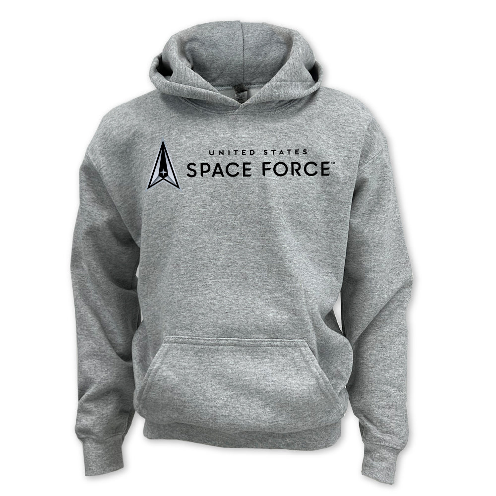 Pick Your Design Space Force Youth Hooded Sweatshirt (Grey)