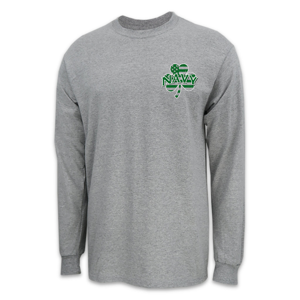 Pick Your Design Navy Long Sleeve T-Shirt (Grey)
