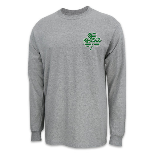 Pick Your Design Navy Long Sleeve T-Shirt (Grey)