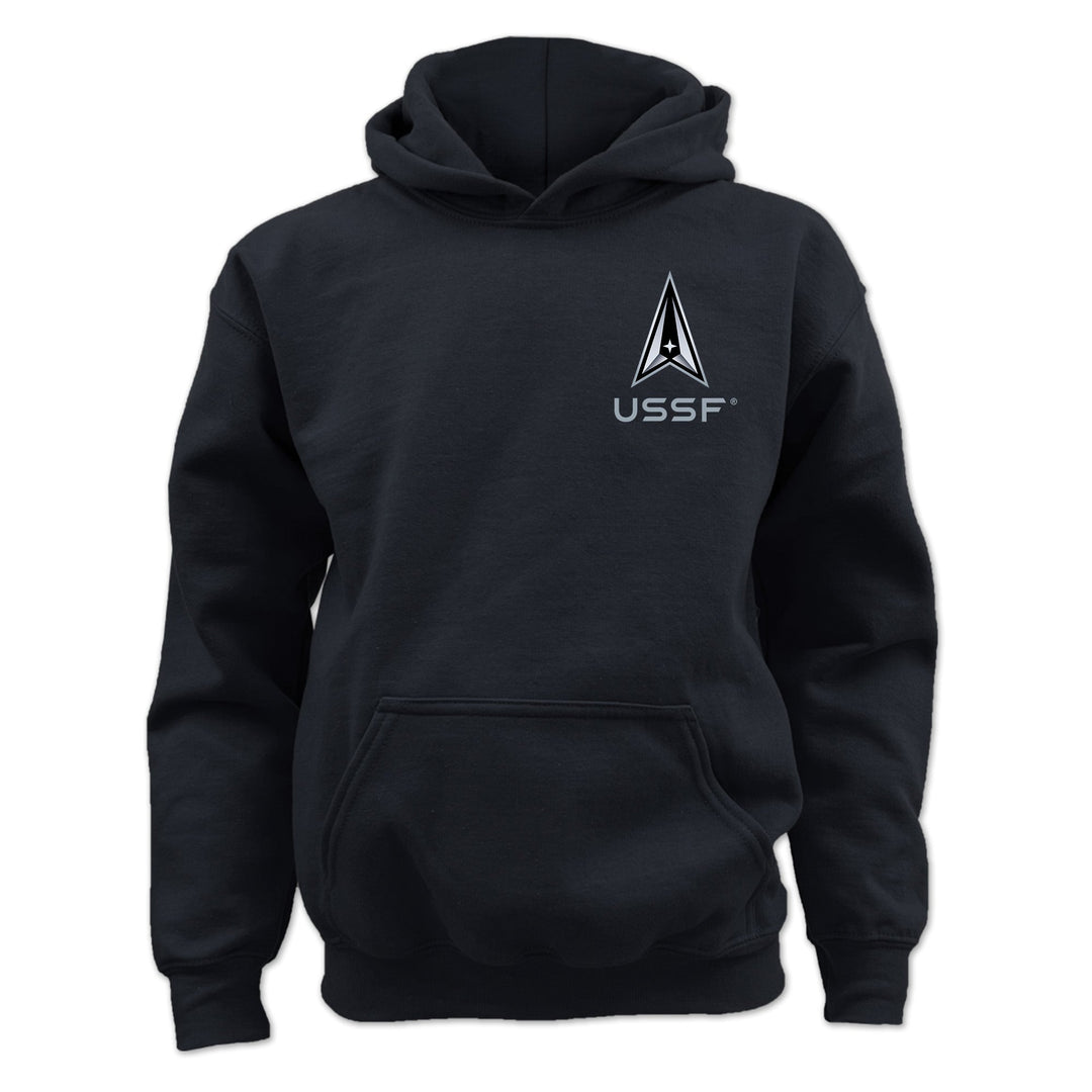 Pick Your Design Space Force Youth Hooded Sweatshirt (Black)