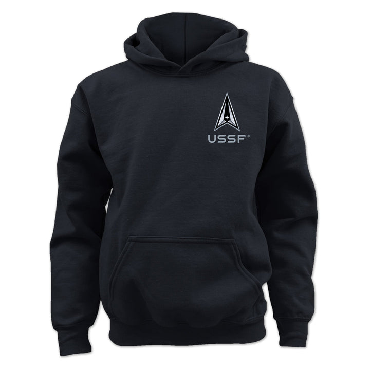 Pick Your Design Space Force Youth Hooded Sweatshirt (Black)