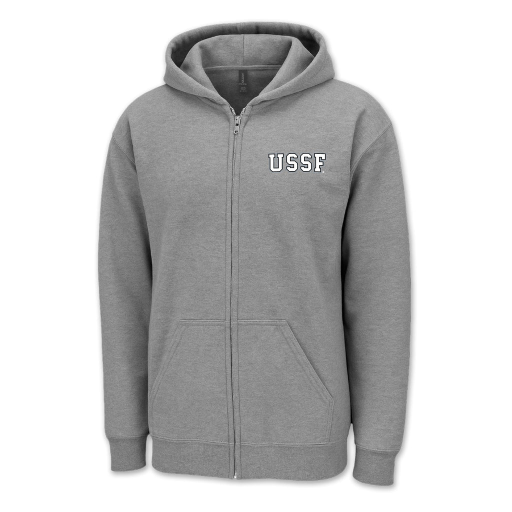 Pick Your Design Space Force Full Zip Hooded Sweatshirt (Grey)
