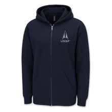 Load image into Gallery viewer, Pick Your Design Space Force Full Zip Hooded Sweatshirt (Navy)