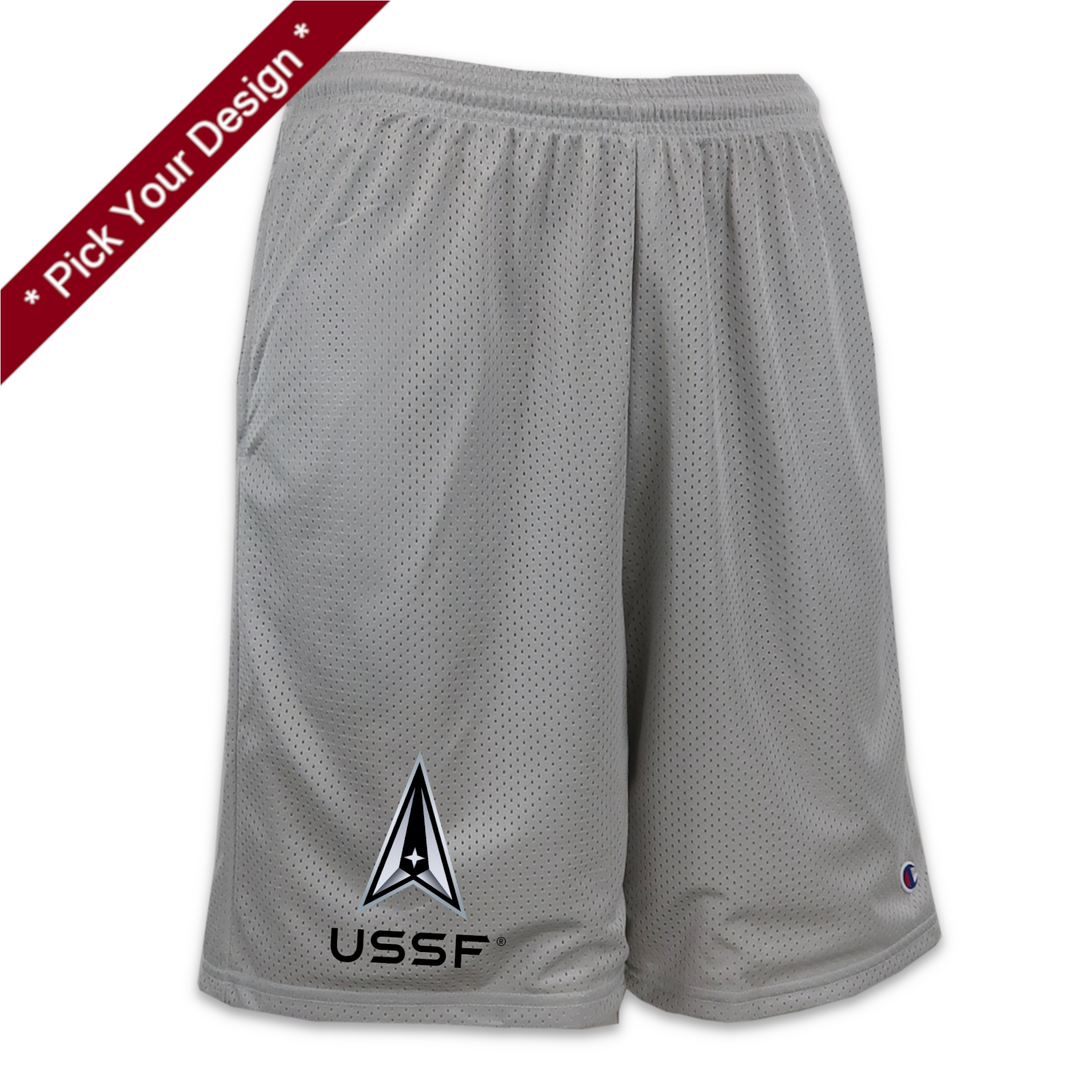 Pick Your Design Space Force Champion Mesh Shorts