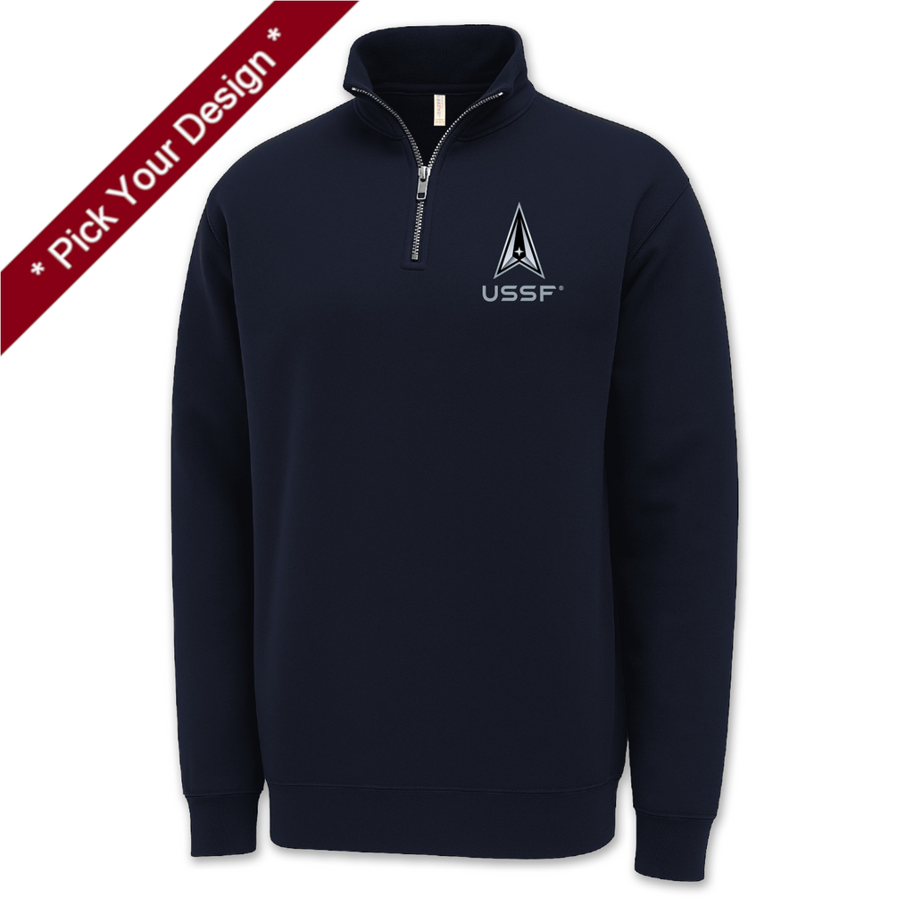 Pick Your Design Space Force 1/4 Zip Sweatshirt (Navy)