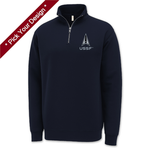 Pick Your Design Space Force 1/4 Zip Sweatshirt (Navy)