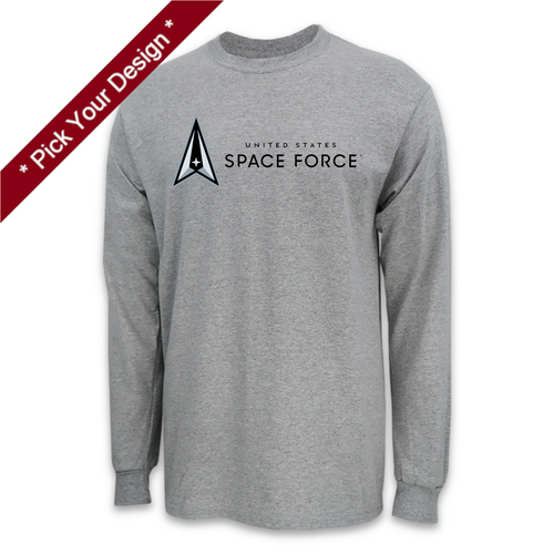 Pick Your Design Space Force Long Sleeve T-Shirt (Grey)