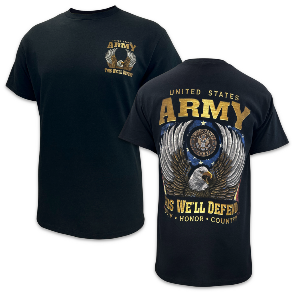 Army Gold Eagle This We'll Defend T-Shirt (Black)