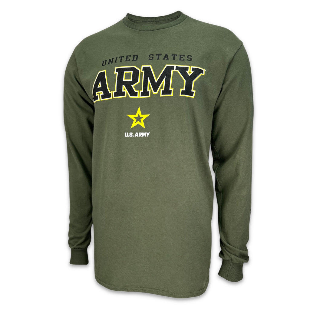 United States Army Block Star Long Sleeve T-Shirt (OD Green)